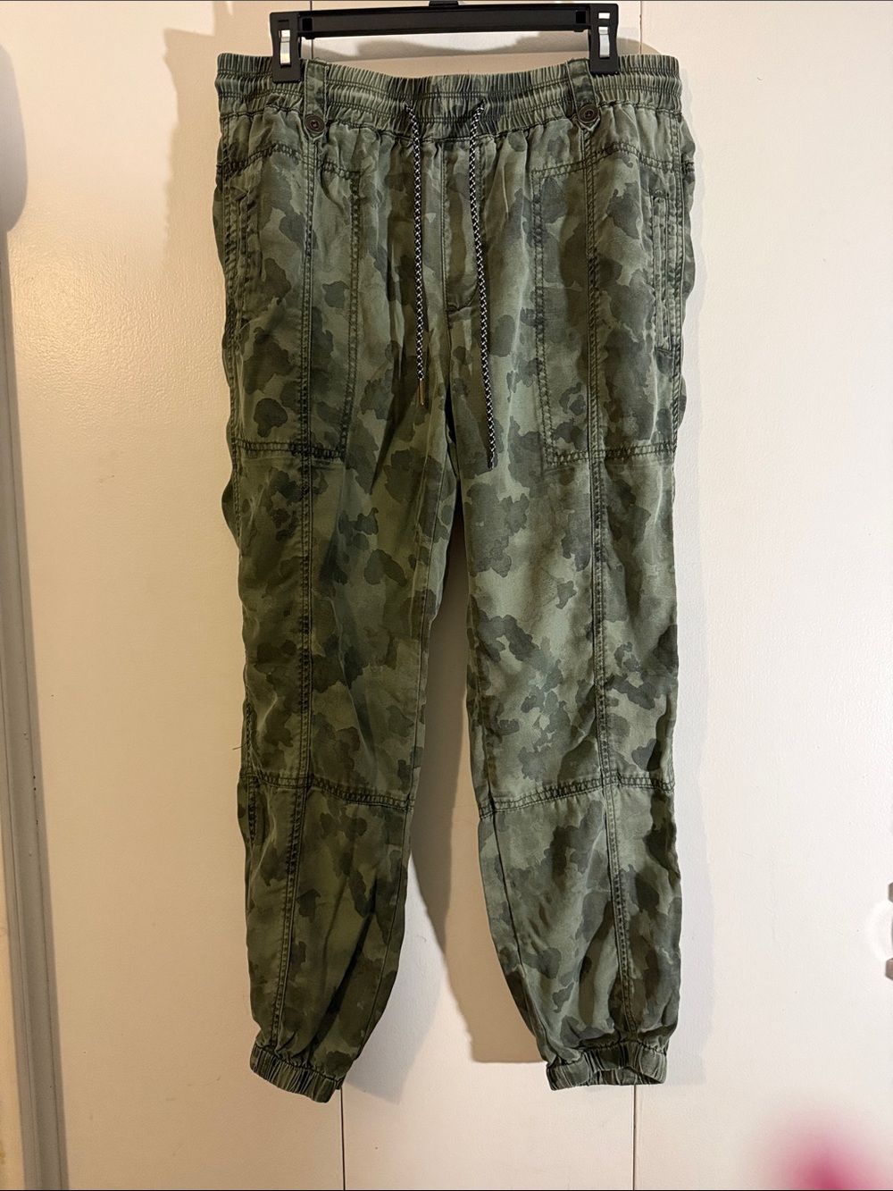 Anthropologie Olive Camo Drawstring Jogger Pants